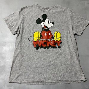 Disney Shirt Mens Size XL gray Mickey Mouse graphic classic short sleeve cartoon